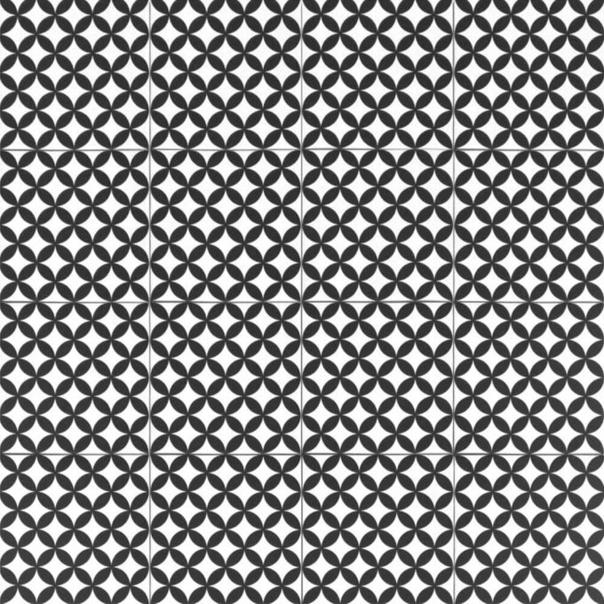 Retromix Circle BWPS 6"x6" Matte Porcelain Tile