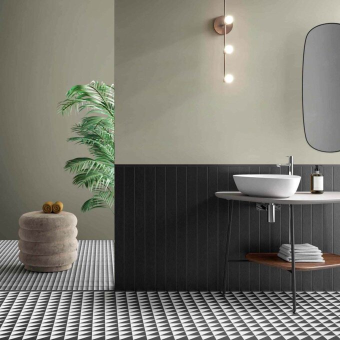 Retromix Triangle BWM 6"x6" Matte Porcelain Tile