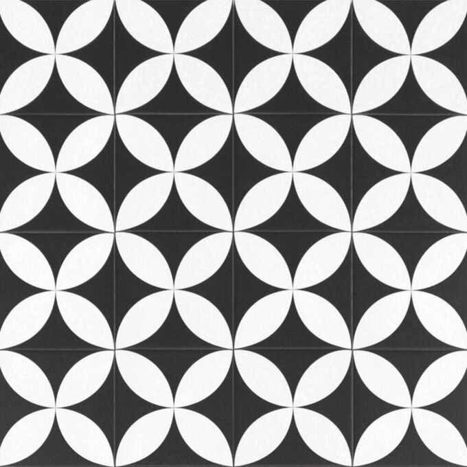 Retromix  Circle BWNL 6"x6" Matte Porcelain Tile