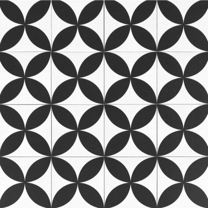 Retromix Circle BWPL 6"x6" Matte Porcelain Tile