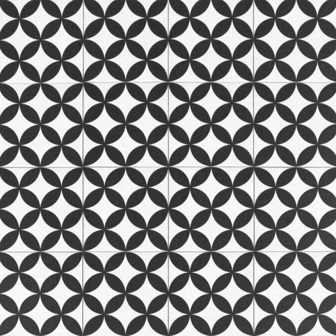 Retromix Circle BWPM 6"x6" Matte Porcelain Tile