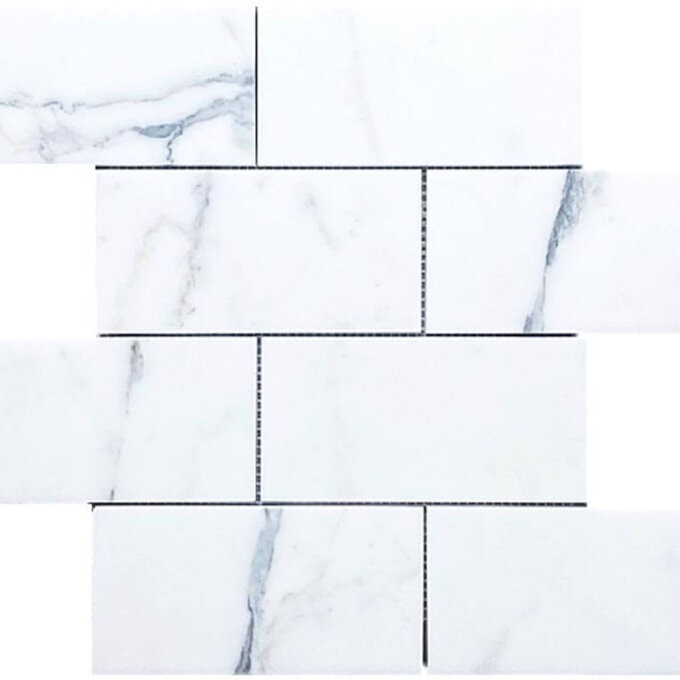 Calacatta 3"x6" Brick Polished Marble Mosaic