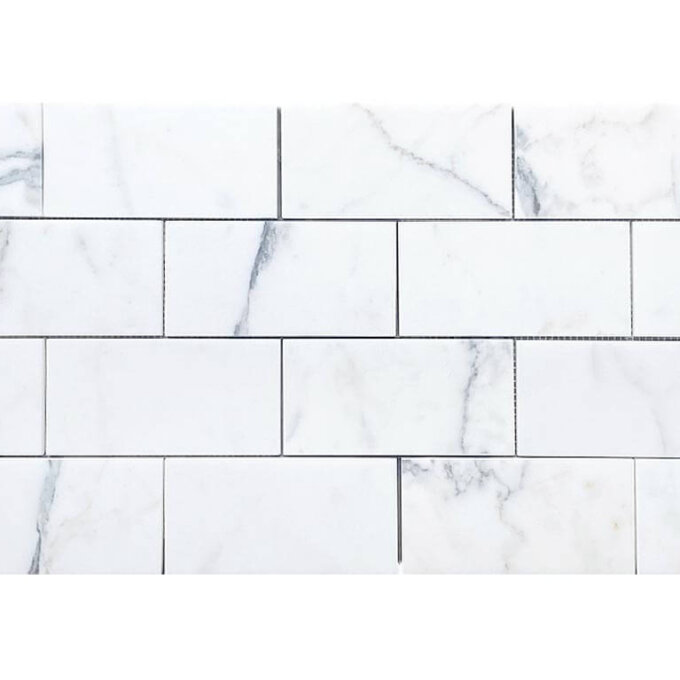 Calacatta 3"x6" Brick Polished Marble Mosaic