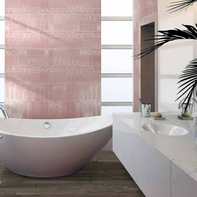 Oceani Pink 2.5"x10" Glossy Porcelain Tile