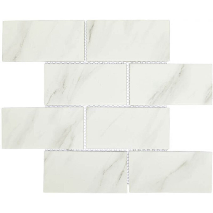 Upcycle Blanco 3"x6" Brick Recycled Glass Matte Mosaic