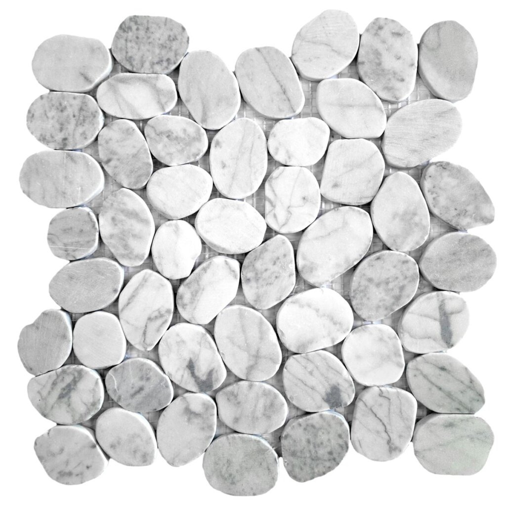 Riverstone White Honed Pebble Mosaic | Gem Stones Tiles & Counter Tops