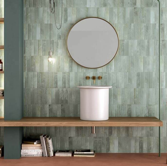 Saturn Verde Perla 2.5"x9.5" Glossy Porcelain Tile