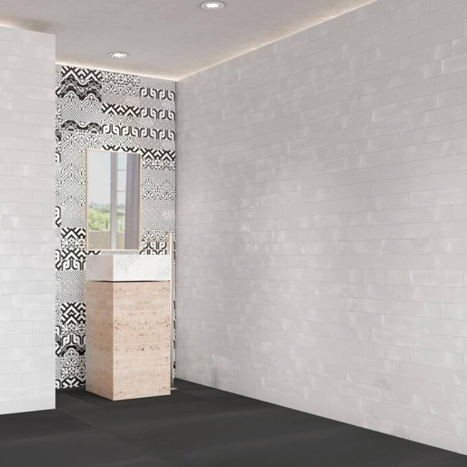 Maiolica White 3"x12" Ceramic Tile