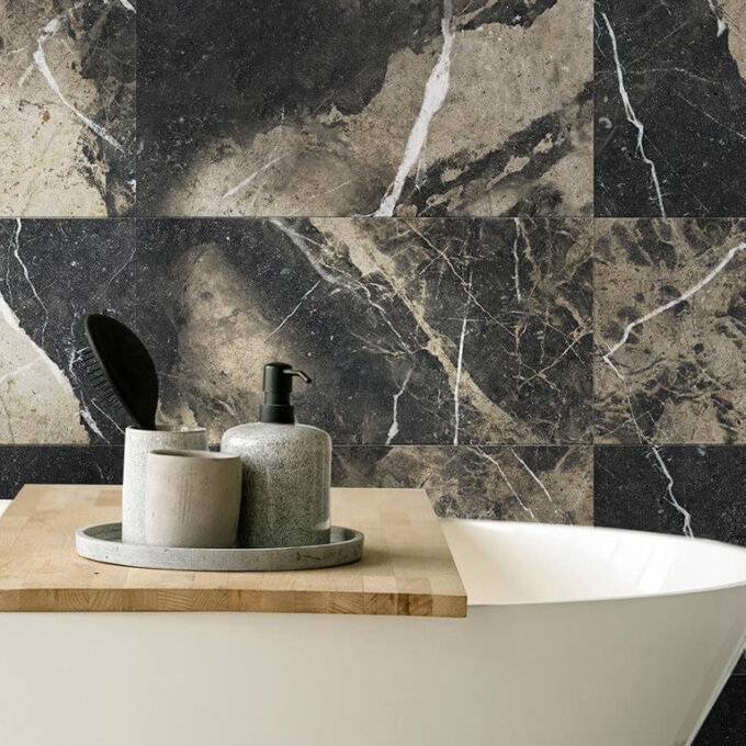 Marmi Alpi Calacatta Black Porcelain Tile
