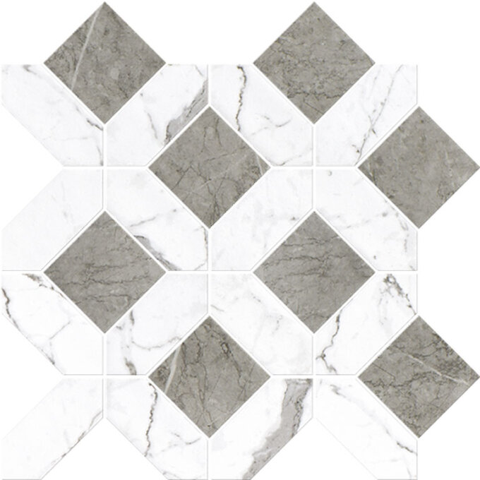 Upcycle Weave Bianco Grigio Recycled Glass Matte Mosaic