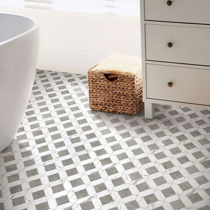 Upcycle Weave Bianco Grigio Recycled Glass Matte Mosaic