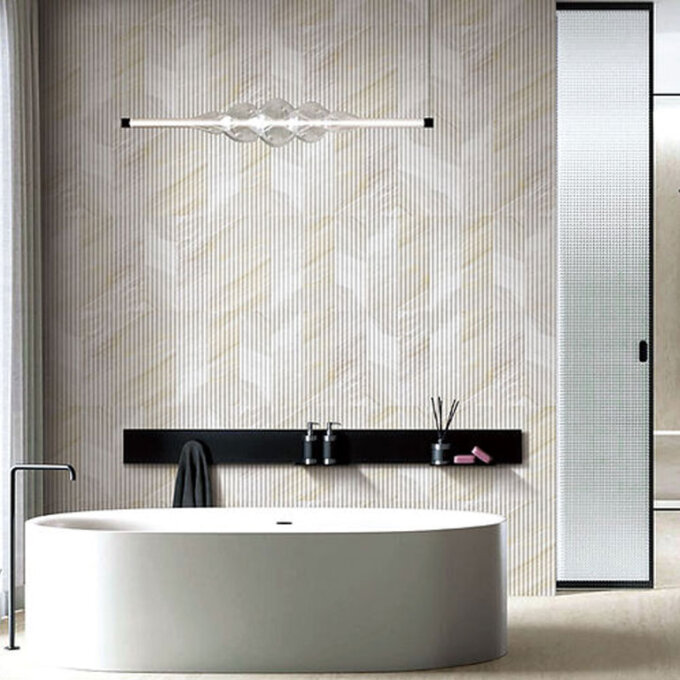 Mars-Panel 6"x18" Inward Almond Frost Honed Marble Tile