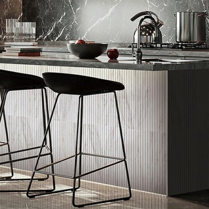 Mars-Panel 6"x18" Inward Cotton Seed Honed Marble Tile