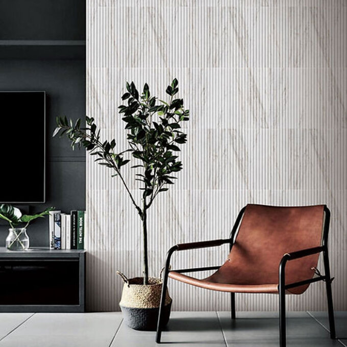 Mars-Panel 6"x18" Inward Cotton Seed Honed Marble Tile