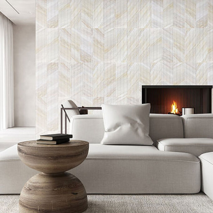 Mars-Panel 6"x18" Outward Almond Frost Honed Marble Tile