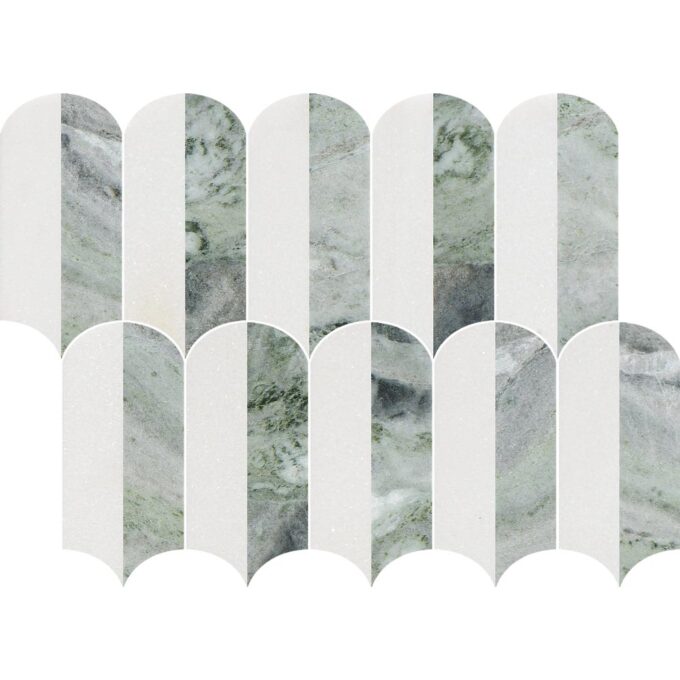 Coastline 2Tone Emerald Honed w/Polished Accents Marble Mosaic