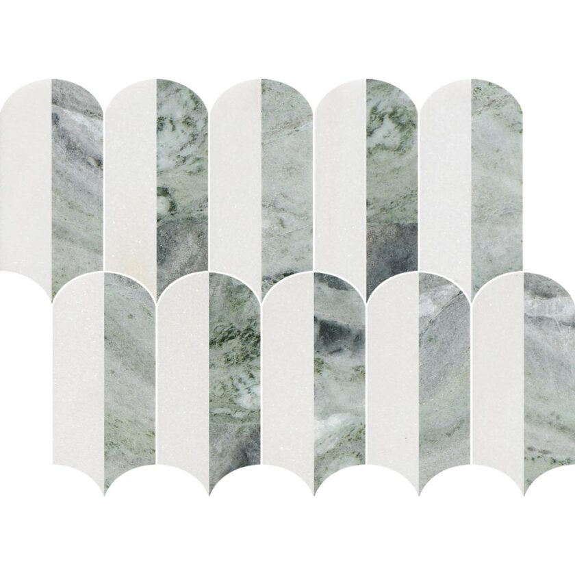 Coastline 2Tone Emerald Honed w/Polished Accents Marble Mosaic - Image 2