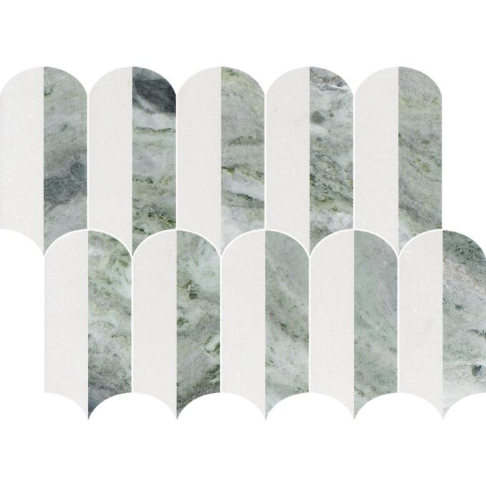 Coastline 2Tone Emerald Honed w/Polished Accents Marble Mosaic