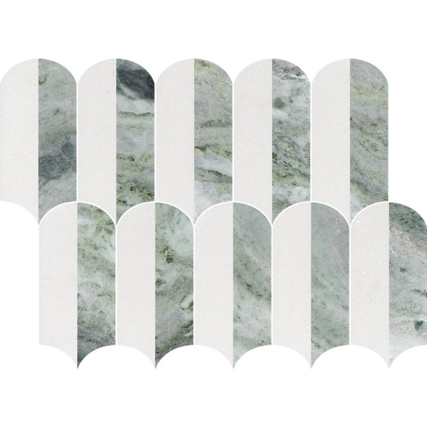Coastline 2Tone Emerald Honed w/Polished Accents Marble Mosaic - Image 3