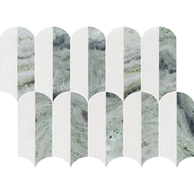 Coastline 2Tone Emerald Honed w/Polished Accents Marble Mosaic