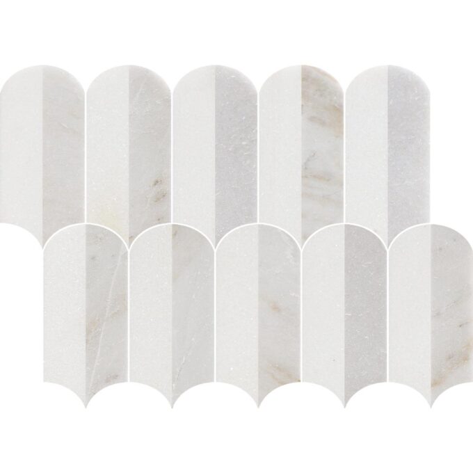 Coastline 2Tone Ice Honed w/Polished Accents Marble Mosaic