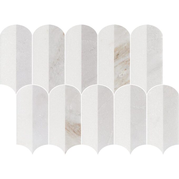 Coastline 2Tone Ice Honed w/Polished Accents Marble Mosaic