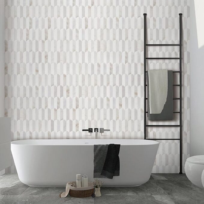 Coastline 2Tone Ice Honed w/Polished Accents Marble Mosaic