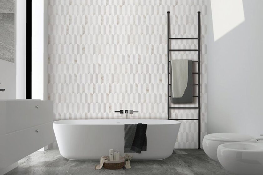 Coastline 2Tone Ice Honed w/Polished Accents Marble Mosaic - Image 6