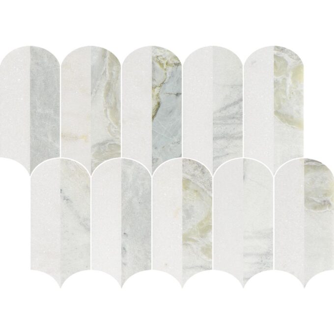 Coastline 2Tone Ocean Honed w/Polished Accents Marble Mosaic