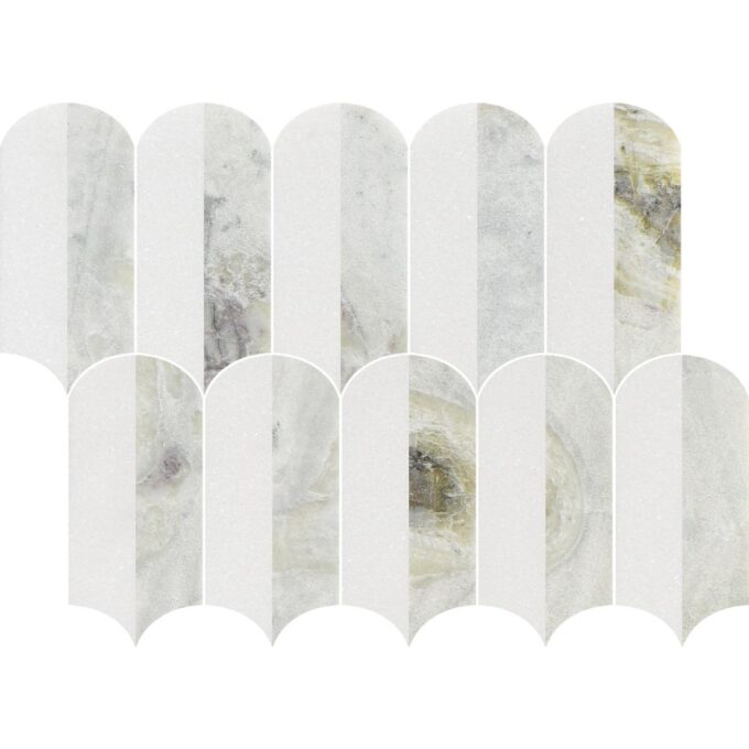 Coastline 2Tone Ocean Honed w/Polished Accents Marble Mosaic