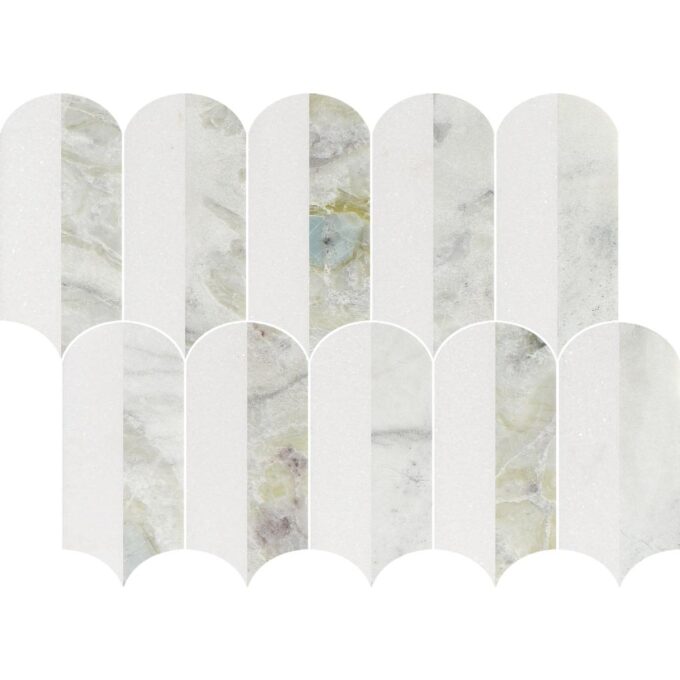 Coastline 2Tone Ocean Honed w/Polished Accents Marble Mosaic
