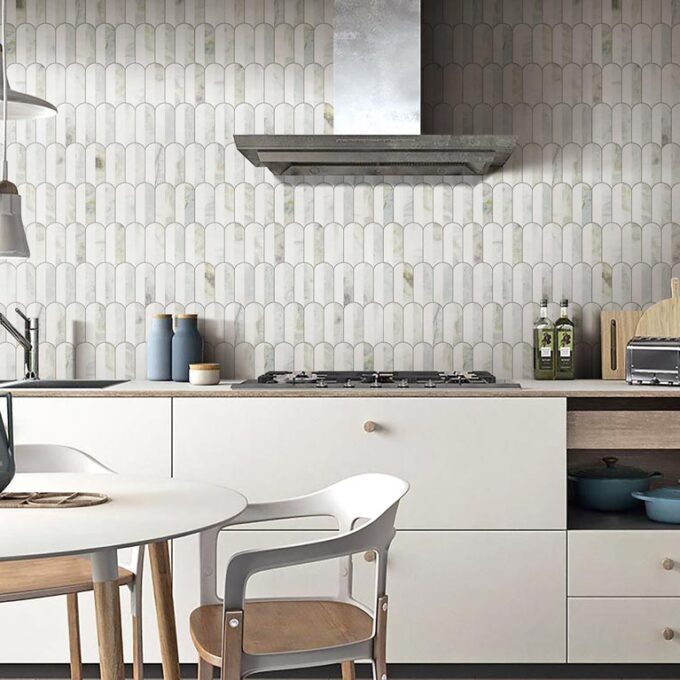 Coastline 2Tone Ocean Honed w/Polished Accents Marble Mosaic