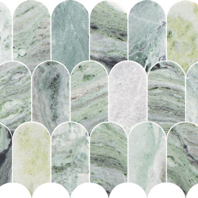 Coastline Oliva Verde Honed Marble Mosaic