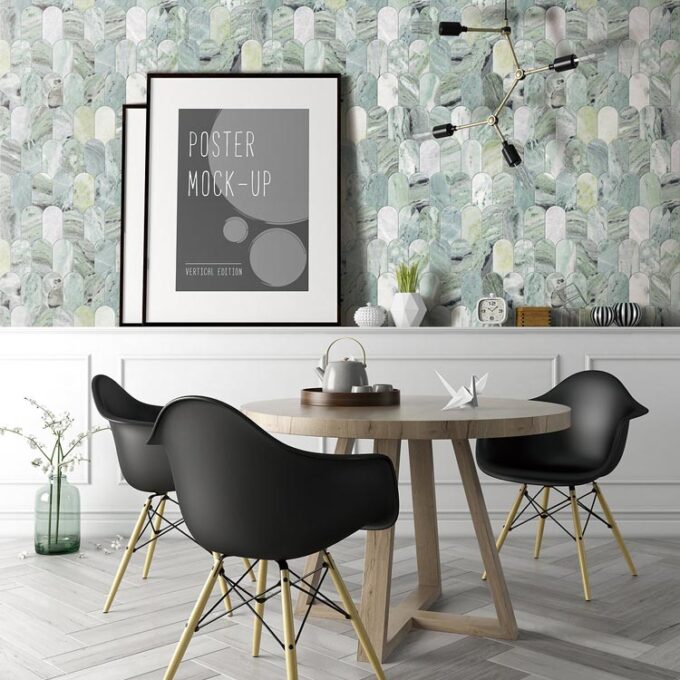 Coastline Oliva Verde Honed Marble Mosaic