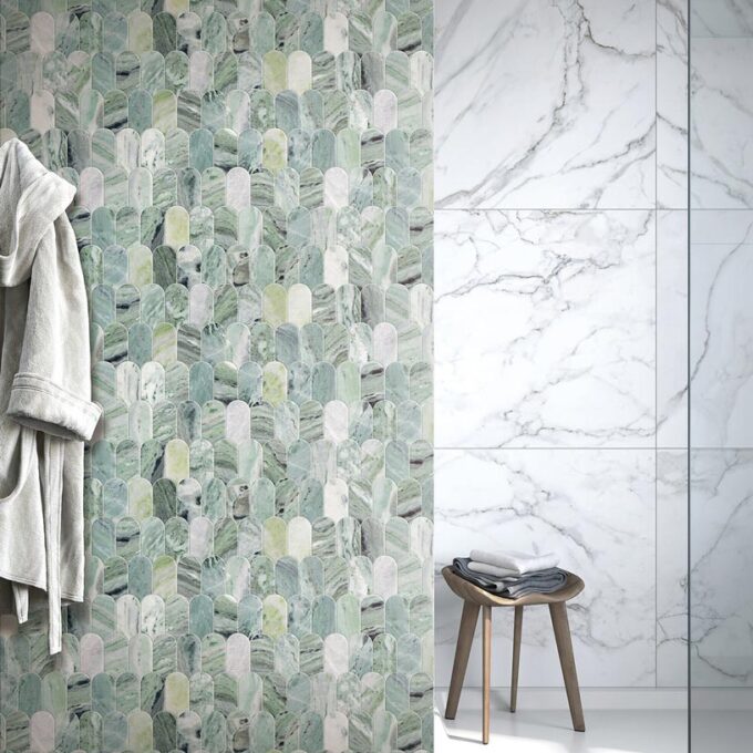 Coastline Oliva Verde Honed Marble Mosaic