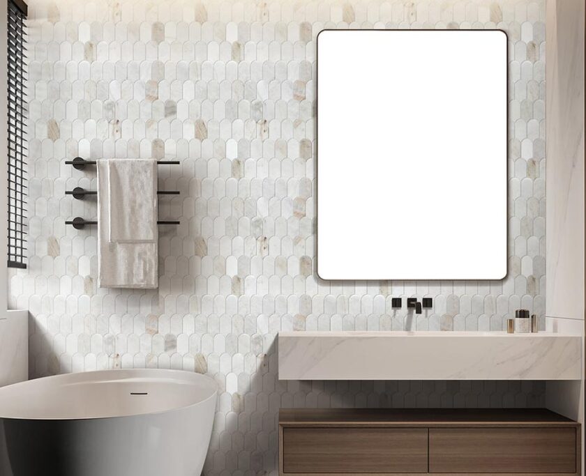 Coastline Valentino Bianco Honed Marble Mosaic - Image 6