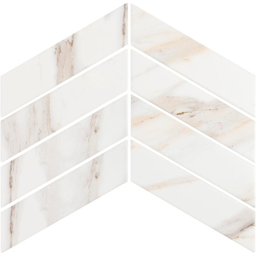 Calacatta Mont 2"x7" Chevron Matte Porcelain Mosaic - Image 4