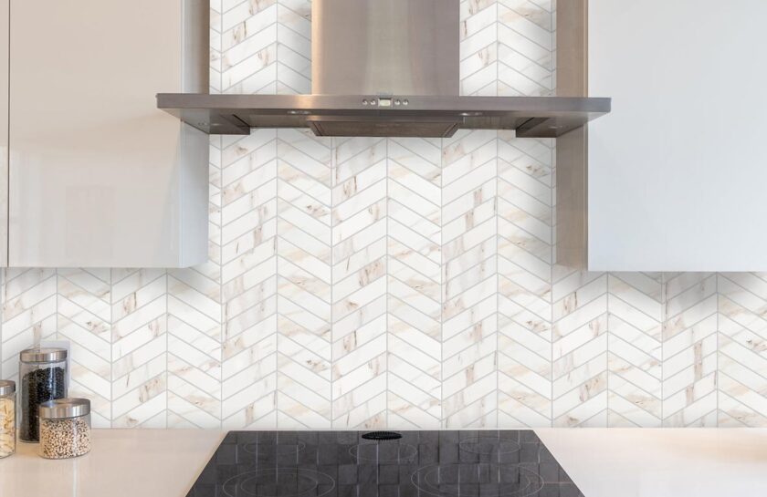 Calacatta Mont 2"x7" Chevron Matte Porcelain Mosaic - Image 6