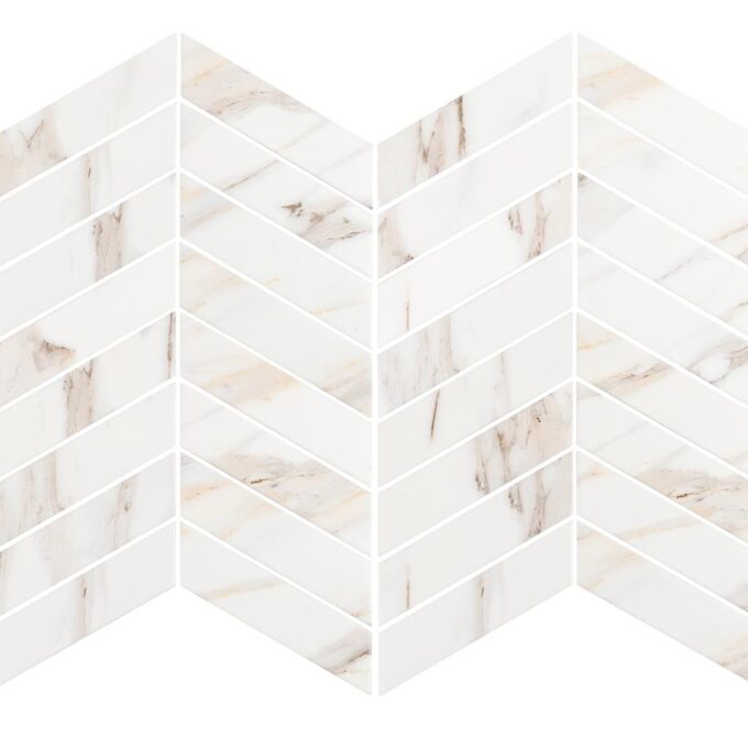 Calacatta Mont 2"x7" Chevron Matte Porcelain Mosaic