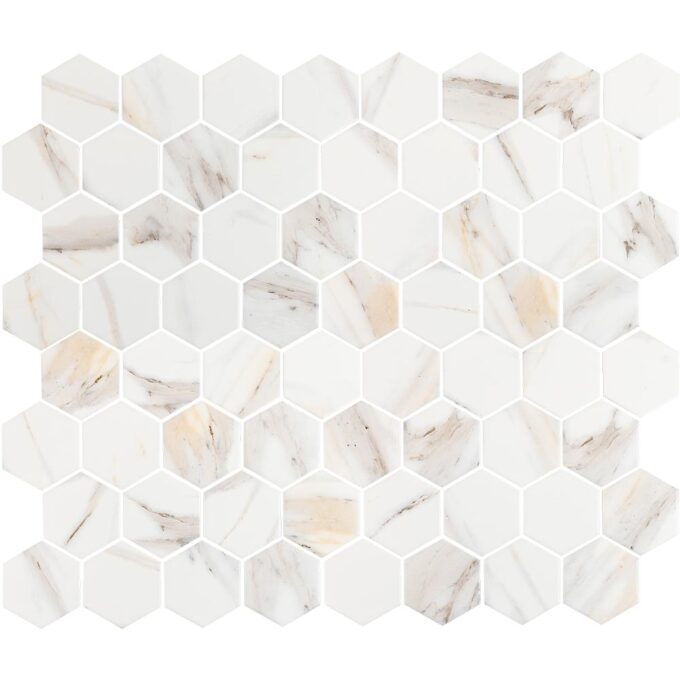 Calacatta Mont 3" Hexagon Matte Porcelain Mosaic