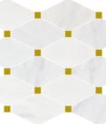 Ice White Marble Octagon + Gold Dot Polished Mosaic