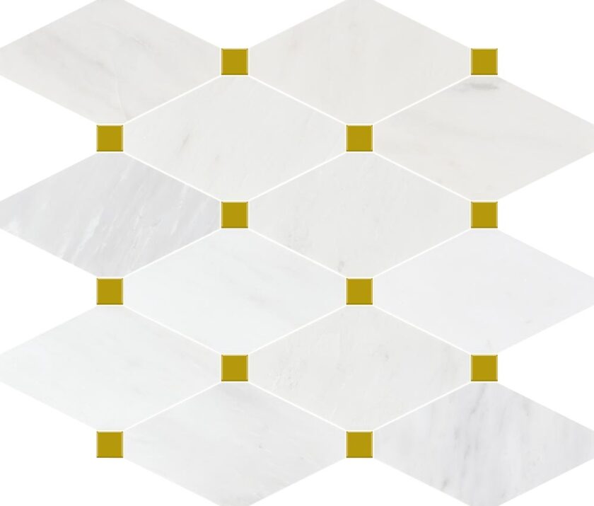 Ice White Marble Octagon + Gold Dot Polished Mosaic - Image 2