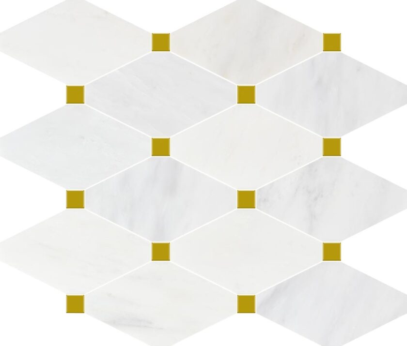Ice White Marble Octagon + Gold Dot Polished Mosaic