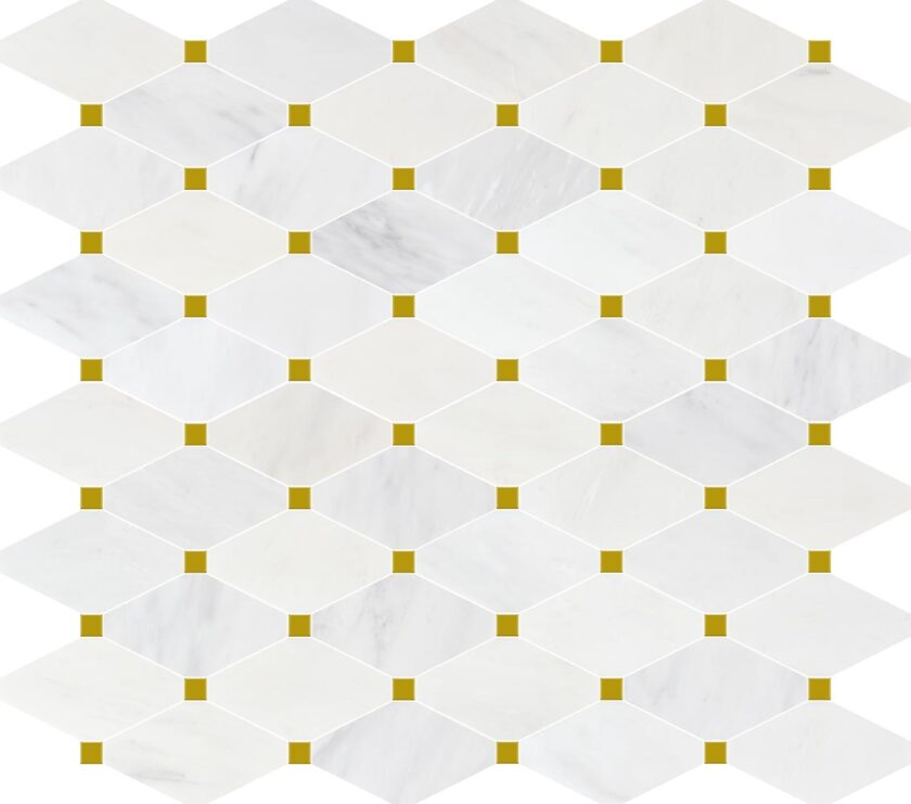 Ice White Marble Octagon + Gold Dot Polished Mosaic - Image 4