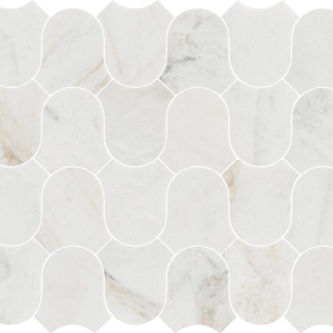 Linked-Waves Valentino Bianco Honed Marble Mosaic