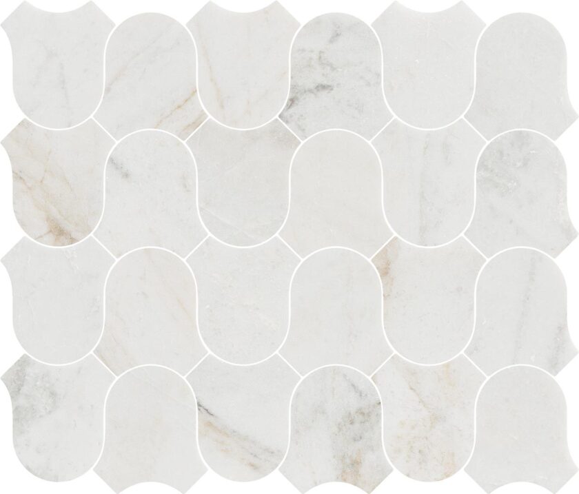 Linked-Waves Valentino Bianco Honed Marble Mosaic - Image 2