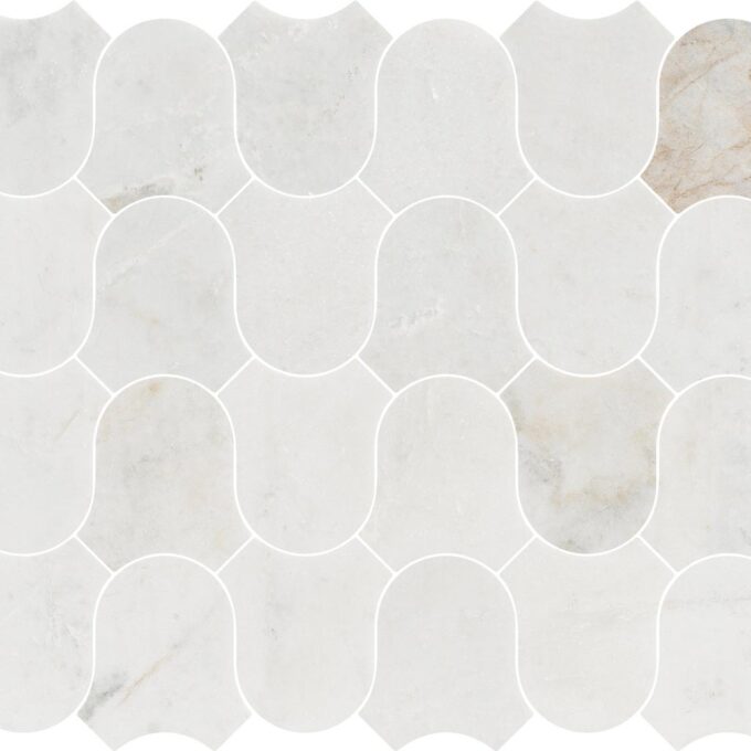 Linked-Waves Valentino Bianco Honed Marble Mosaic