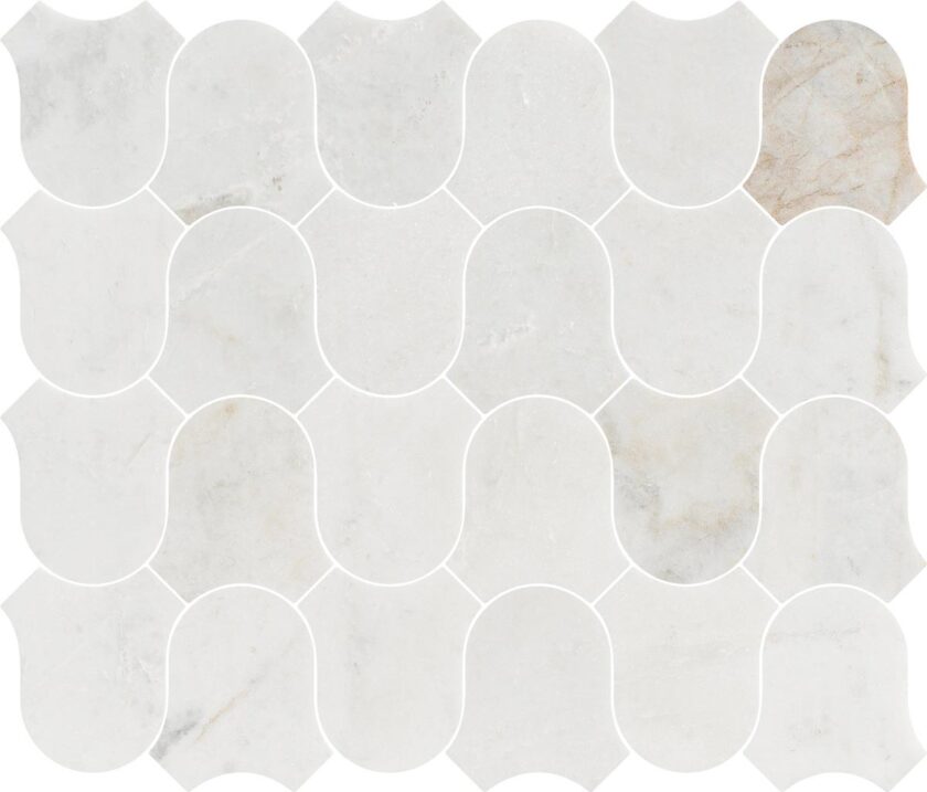 Linked-Waves Valentino Bianco Honed Marble Mosaic