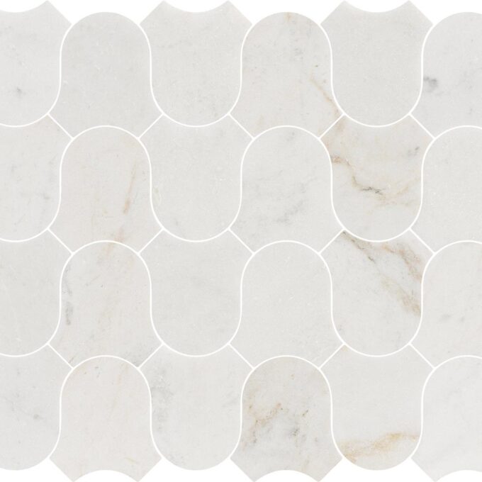Linked-Waves Valentino Bianco Honed Marble Mosaic