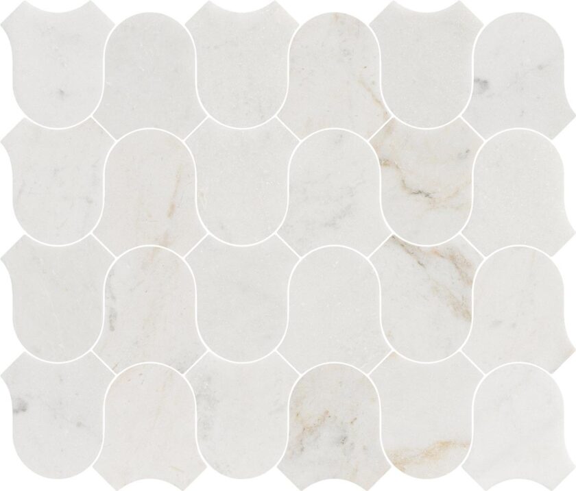 Linked-Waves Valentino Bianco Honed Marble Mosaic - Image 4